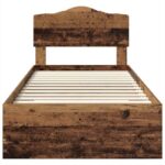 vidaXL Rám postele Staré drevo 90 x 200 cm Kompozitné drevo – Obrázok 7