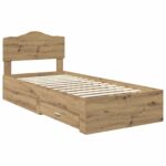 vidaXL Rám postele Remeselný dub 90 x 200 cm Kompozitné drevo – Obrázok 4