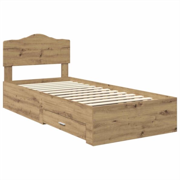 vidaXL Rám postele Remeselný dub 90 x 200 cm Kompozitné drevo – Obrázok 4