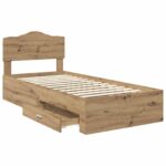vidaXL Rám postele Remeselný dub 90 x 200 cm Kompozitné drevo – Obrázok 5