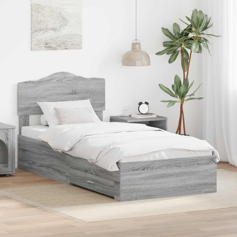 3413252_1.jpg vidaXL Rám postele Sivý Sonoma 90 x 190 cm Kompozitné drevo – Obrázok 1