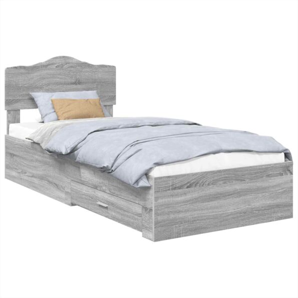 vidaXL Rám postele Sivý Sonoma 90 x 190 cm Kompozitné drevo – Obrázok 2