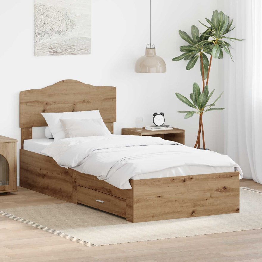 3413255_1.jpg vidaXL Rám postele Remeselný dub 90 x 190 cm Kompozitné drevo – Obrázok 1