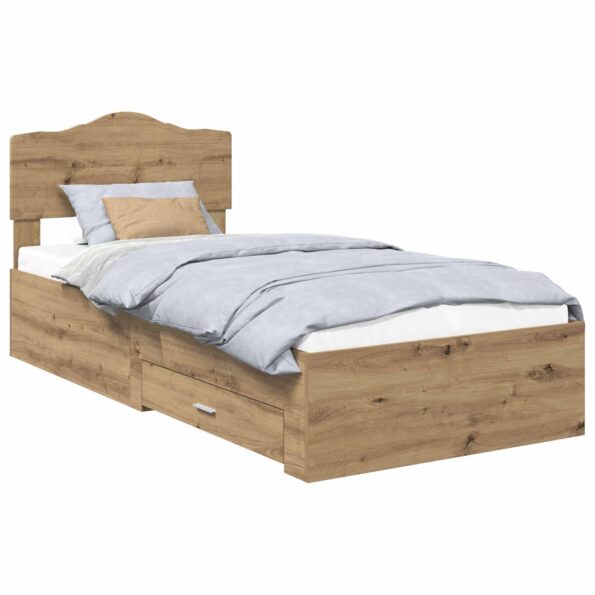 vidaXL Rám postele Remeselný dub 90 x 190 cm Kompozitné drevo – Obrázok 2