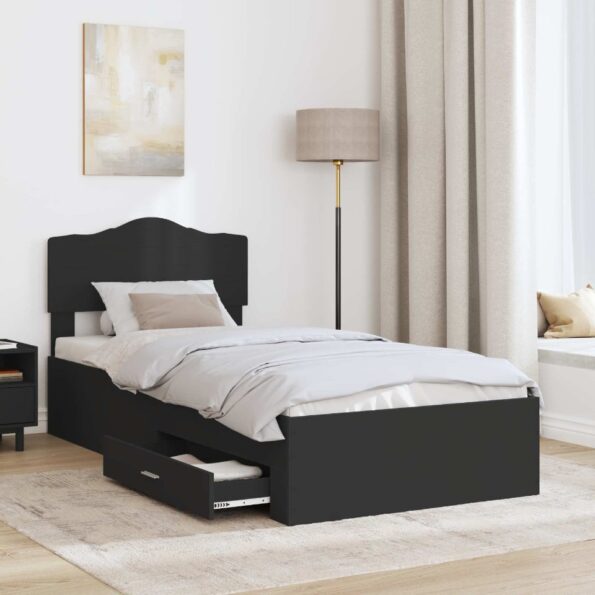 vidaXL Rám postele s čelnou doskou Čierna 70 x 190 cm Kompozitné drevo – Obrázok 3