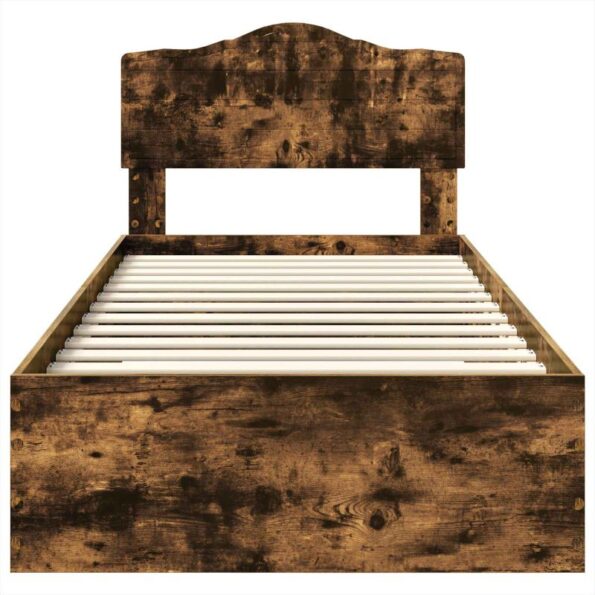 vidaXL Rám postele so zásuvkou Dymová dub 75 x 190 cm Kompozitné drevo – Obrázok 7