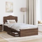 vidaXL Rám postele so zásuvkou Hnedý dub 70 x 190 cm Kompozitné drevo – Obrázok 3