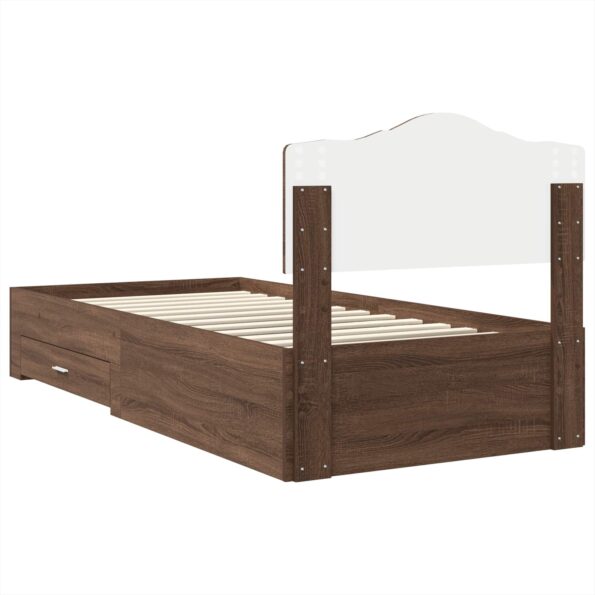 vidaXL Rám postele so zásuvkou Hnedý dub 70 x 190 cm Kompozitné drevo – Obrázok 9