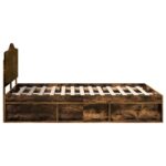 vidaXL Rám postele Dymová dub 150 x 200 cm Masívne borovicové drevo – Obrázok 8