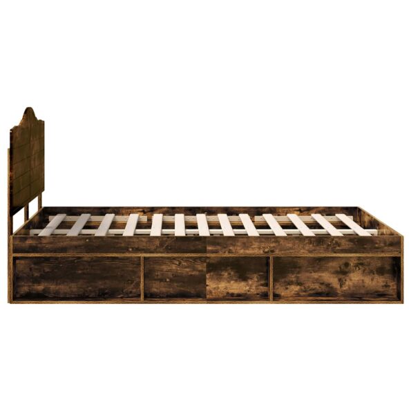 vidaXL Rám postele Dymová dub 150 x 200 cm Masívne borovicové drevo – Obrázok 8