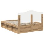 vidaXL Rám postele s čelnou doskou Remeselnícky dub 150 x 200 cm – Obrázok 9