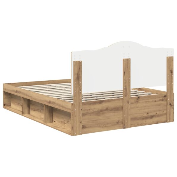 vidaXL Rám postele s čelnou doskou Remeselnícky dub 150 x 200 cm – Obrázok 9