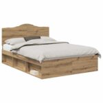 vidaXL Rám postele s čelnou doskou Remeselnícky dub 140 x 200 cm – Obrázok 2