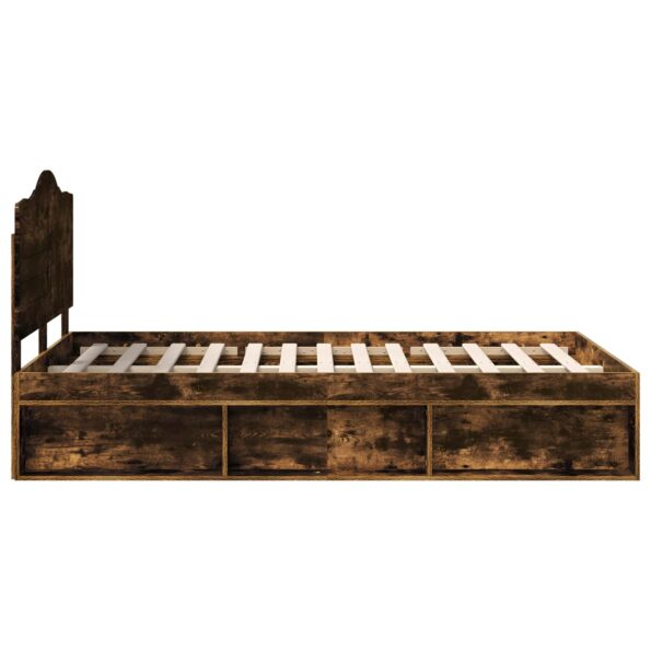 vidaXL Rám postele Dymová dub 135 x 190 cm Masívne borovicové drevo – Obrázok 8