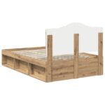 vidaXL Rám postele s čelnou doskou Remeselnícky dub 135 x 190 cm – Obrázok 9