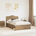 vidaXL Rám postele s čelnou doskou Remeselnícky dub 120 x 200 cm