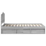 vidaXL Rám postele Sivý Sonoma 90 x 200 cm Masívne borovicové drevo – Obrázok 8