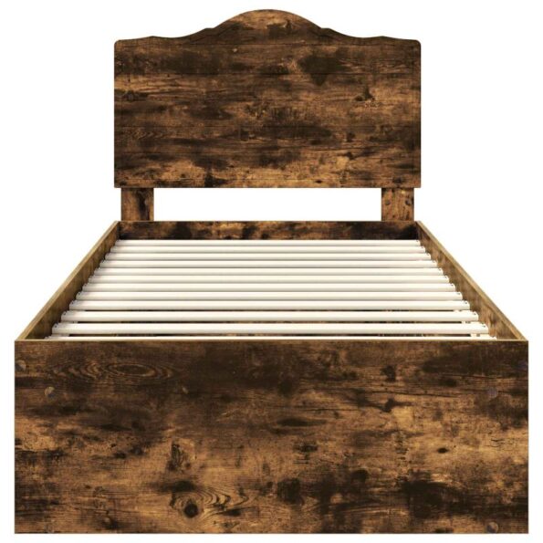 vidaXL Rám postele Dymová dub 90 x 190 cm Masívne borovicové drevo – Obrázok 7