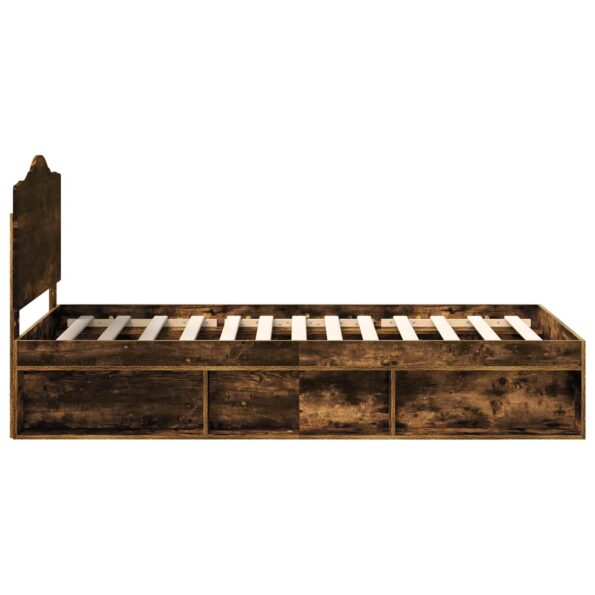 vidaXL Rám postele Dymová dub 90 x 190 cm Masívne borovicové drevo – Obrázok 8