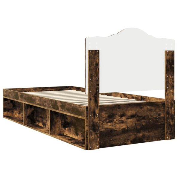 vidaXL Rám postele Dymová dub 90 x 190 cm Masívne borovicové drevo – Obrázok 9