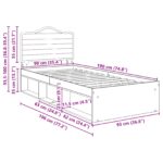 vidaXL Rám postele s čelnou doskou Remeselnícky dub 90 x 190 cm – Obrázok 12