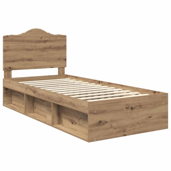 vidaXL Rám postele s čelnou doskou Remeselnícky dub 90 x 190 cm – Obrázok 4