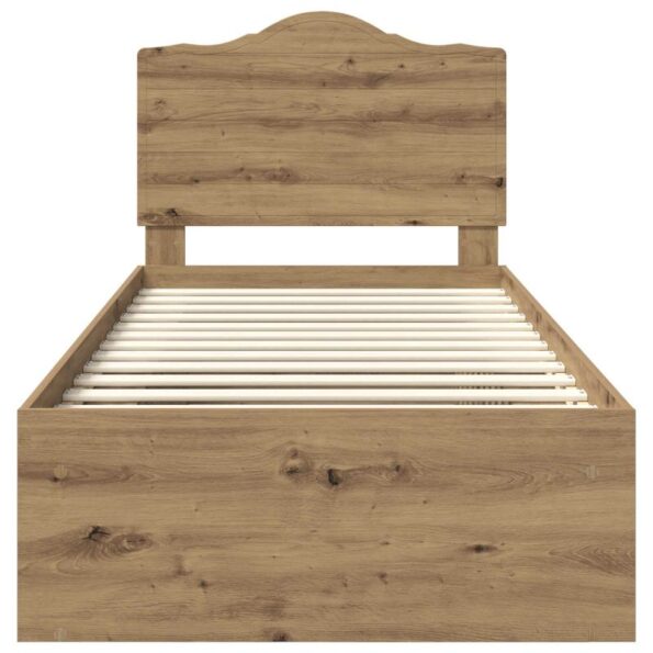 vidaXL Rám postele s čelnou doskou Remeselnícky dub 90 x 190 cm – Obrázok 7