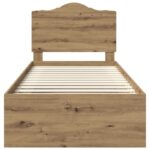 vidaXL Rám postele s čelnou doskou Remeselnícky dub 75 x 190 cm – Obrázok 7