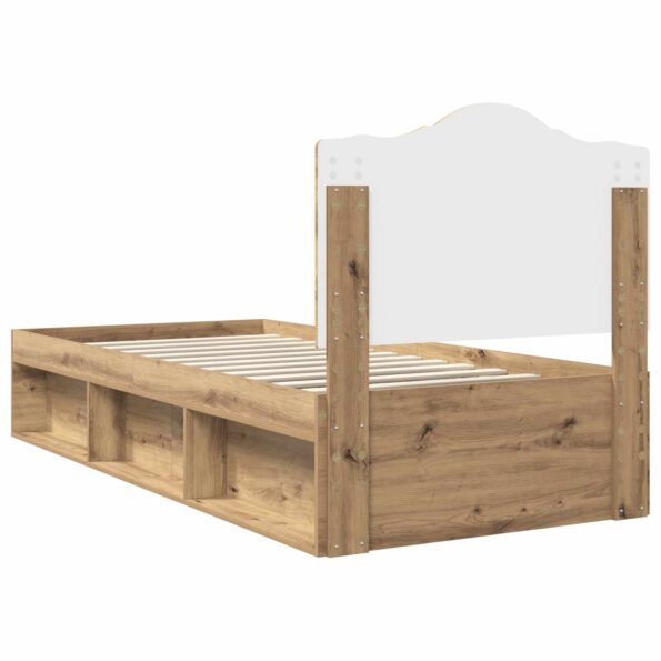 vidaXL Rám postele s čelnou doskou Remeselnícky dub 75 x 190 cm – Obrázok 9