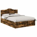 vidaXL Rám postele Údený Dub 150 x 200 cm Inžinierske drevo – Obrázok 8