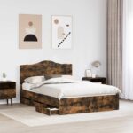 vidaXL Rám postele Údený Dub 150 x 200 cm Inžinierske drevo – Obrázok 9
