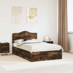 vidaXL Rám postele Dymová dub 135 x 190 cm Inžinierske drevo