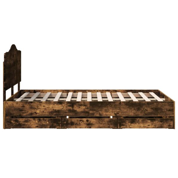 vidaXL Rám postele Dymová dub 135 x 190 cm Inžinierske drevo – Obrázok 9