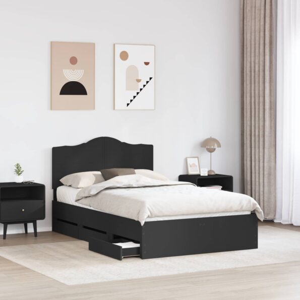 vidaXL Rám postele so zásuvkou Čierna 120 x 190 cm Inžinierske drevo – Obrázok 3