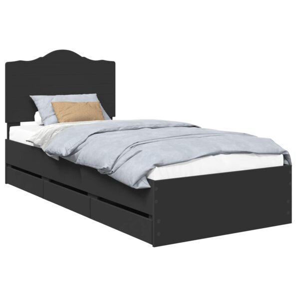 vidaXL Rám postele so zásuvkou Čierna 100 x 200 cm Inžinierske drevo – Obrázok 2