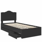 vidaXL Rám postele so zásuvkou Čierna 100 x 200 cm Inžinierske drevo – Obrázok 4