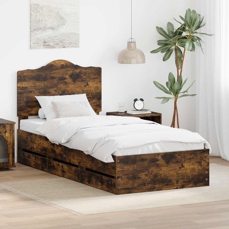 3413447_1.jpg vidaXL Rám postele Údený Dub 100 x 200 cm Inžinierske drevo – Obrázok 1