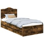 vidaXL Rám postele Údený Dub 100 x 200 cm Inžinierske drevo – Obrázok 2