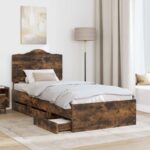 vidaXL Rám postele Údený Dub 100 x 200 cm Inžinierske drevo – Obrázok 3