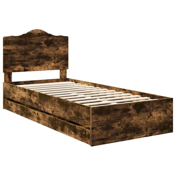 vidaXL Rám postele Údený Dub 100 x 200 cm Inžinierske drevo – Obrázok 4