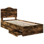 vidaXL Rám postele so zásuvkou Údený Dub 75 x 190 cm Inžinierske drevo – Obrázok 5