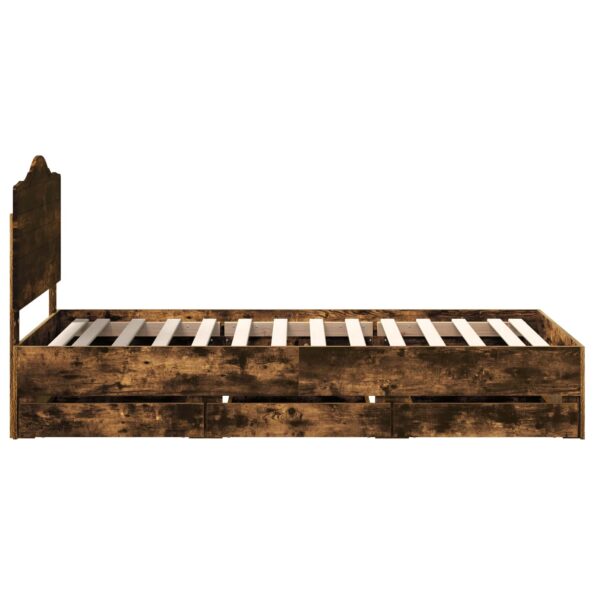 vidaXL Rám postele so zásuvkou Údený Dub 75 x 190 cm Inžinierske drevo – Obrázok 9