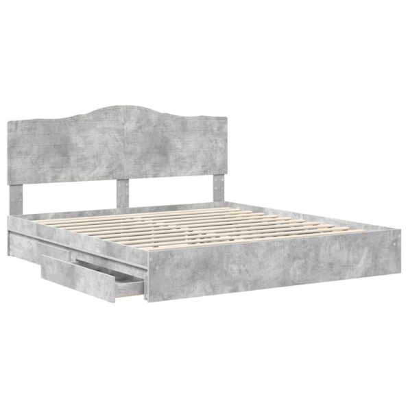 vidaXL Rám postele Betónová šedá 200 x 200 cm Kompozitné drevo – Obrázok 5