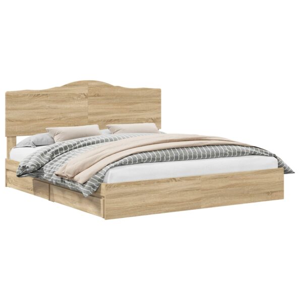 vidaXL Úložná posteľ Sonoma dub 180 x 200 cm Kompozitné drevo – Obrázok 2
