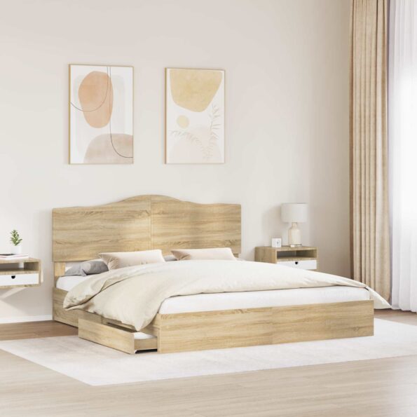 vidaXL Úložná posteľ Sonoma dub 180 x 200 cm Kompozitné drevo – Obrázok 3