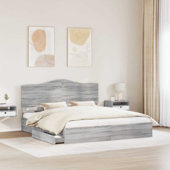 vidaXL Úložná posteľ Sivý Sonoma 180 x 200 cm Kompozitné drevo – Obrázok 3