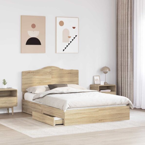 vidaXL Úložná posteľ Sonoma dub 160 x 200 cm Kompozitné drevo – Obrázok 3