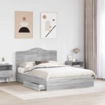 vidaXL Úložná posteľ Sivý Sonoma 160 x 200 cm Kompozitné drevo – Obrázok 3