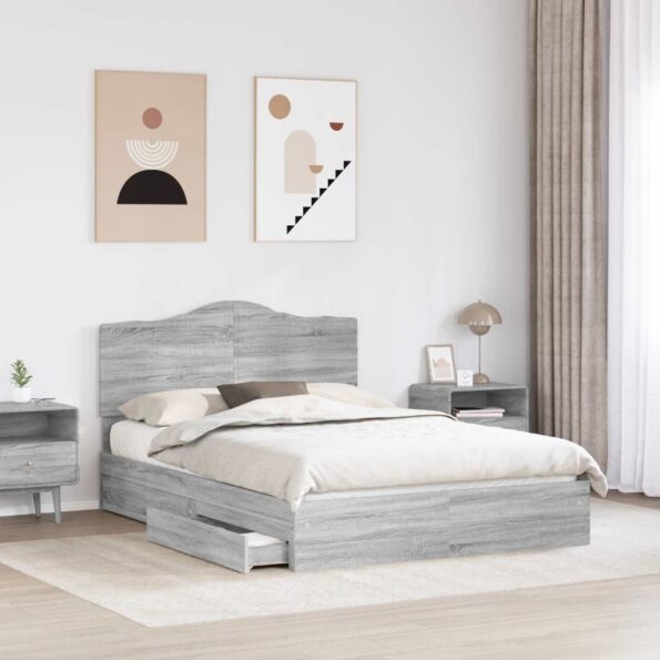 vidaXL Úložná posteľ Sivý Sonoma 160 x 200 cm Kompozitné drevo – Obrázok 3