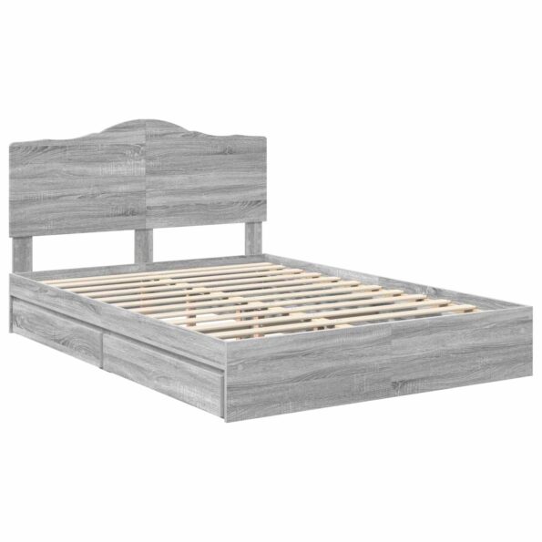 vidaXL Úložná posteľ Sivý Sonoma 160 x 200 cm Kompozitné drevo – Obrázok 4